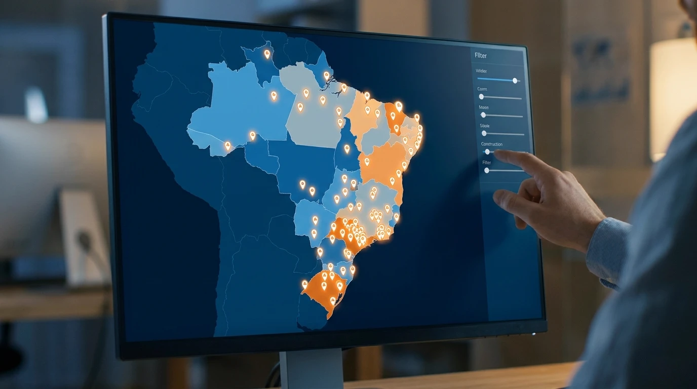 Cobertura de dados de obras no mapa do Brasil